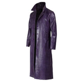 Joker Suicide Squad Purple Leather Trench Coat
